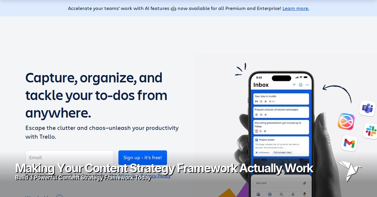 A Trello board showing content workflow stages like 'To Do,' 'In Progress,' and 'Done.'