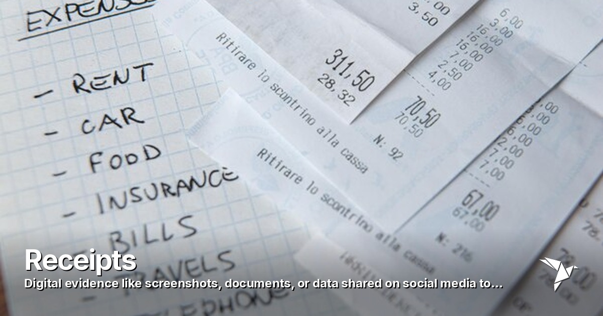 Receipts — Digital evidence like screenshots